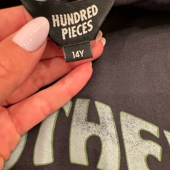 NWOT Hundred Pieces “Mother Nature Loves You” Oversized Grey Tee Shirt Girl’s - Picture 3 of 5